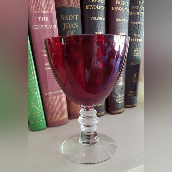 Vintage Ruby Crystal Goblet, Art Deco Style - Picture 1 of 4